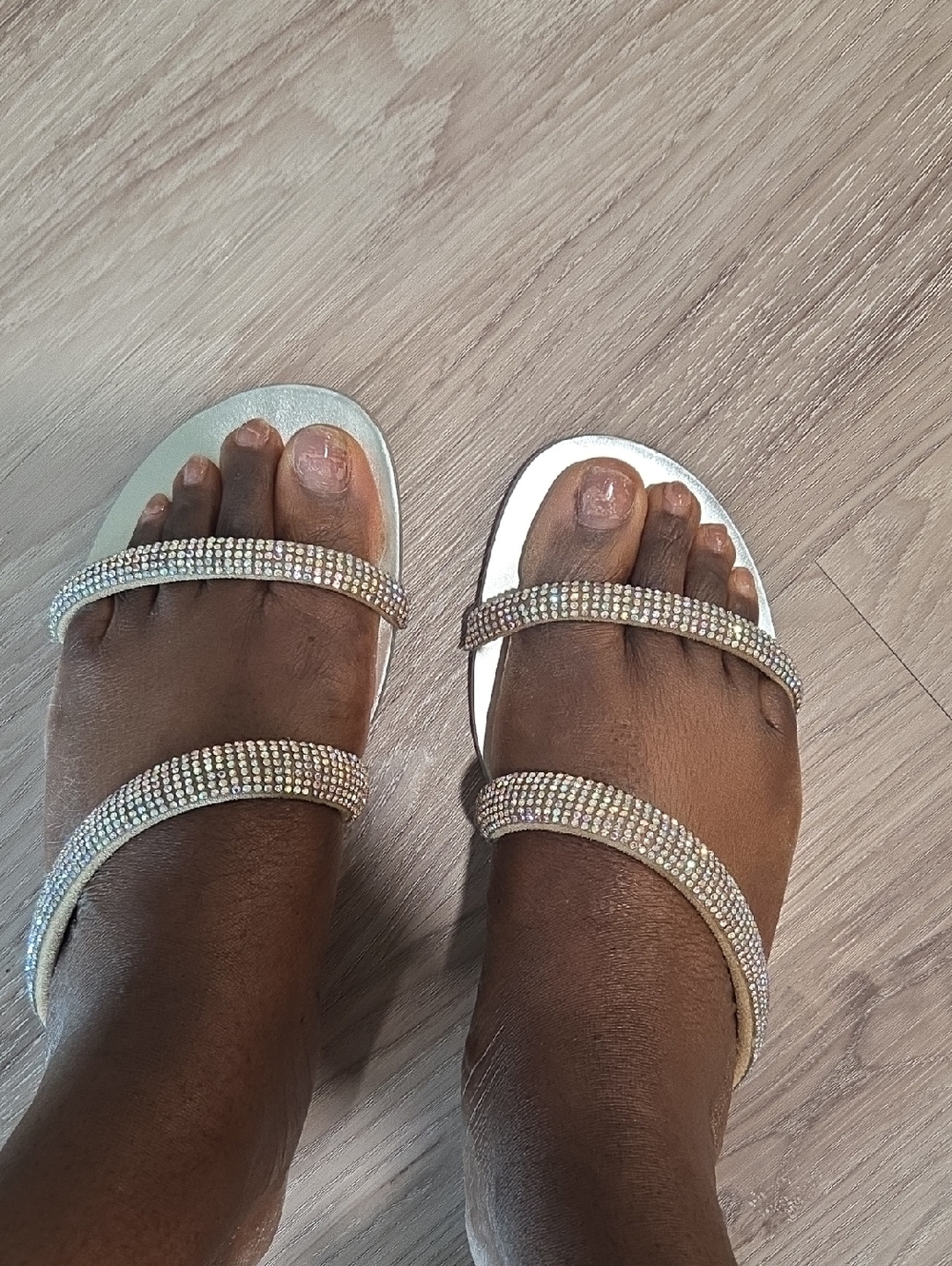 Guess Rhinestone Double-Strap Women's Sandals in Silver